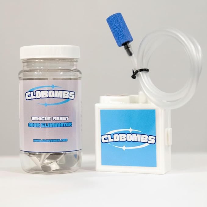 Odor Eliminator for Car Kit - Advanced Chlorine Dioxide Odor Removal Neutralizes Smoke, Pet Urine, Mildew & Skunk Odors in 1 Hour - Includes Bubbler System