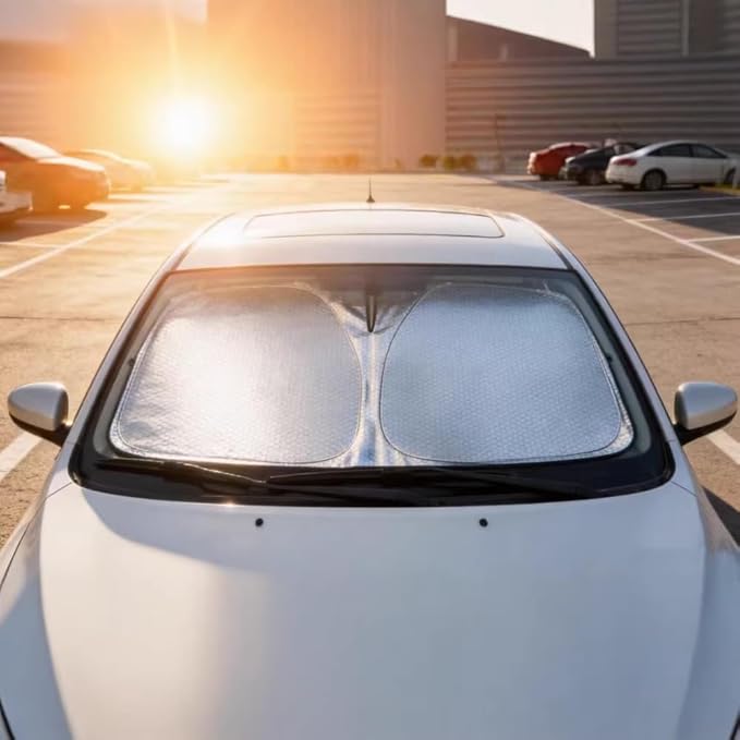 Graphene Car Windshield Sun Shade for Maserati GranTurismo 2008–2019 2024 2025 2026, Foldable Automotive Windshield Sunshades,Dashboard Protection, UV Protection Silver_XL
