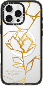 CASETiFY Impact iPhone 16 Pro Max Case [Slim/Compatible with Magsafe / 8.2 ft. 4X Military Grade Drop Protection] - Kintsugi Flower - Clear Black