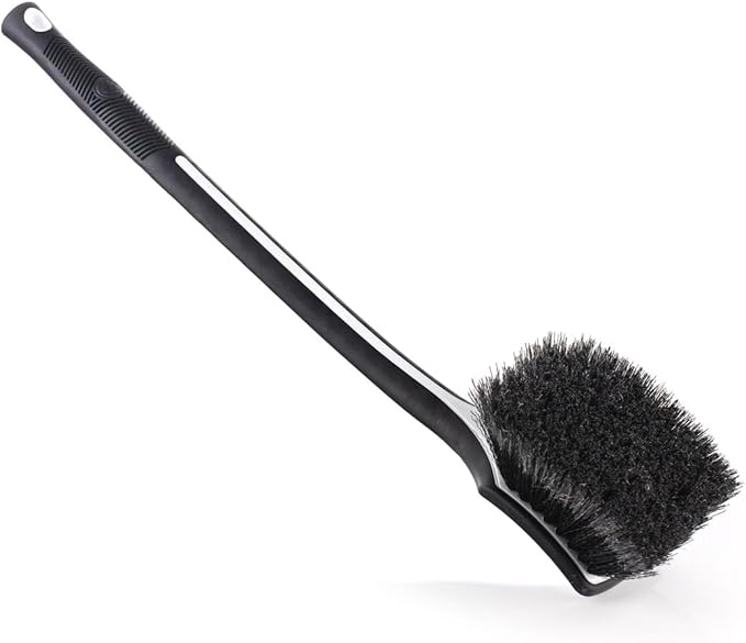 Detail Factory - Fender Well Brush - Ergonomic ProGrip Handle, Stiff Synthetic Bristles, Ergonomic Design, Clean Your Wheel Wells with Ease - Black Ice