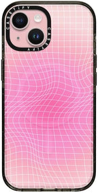 CASETiFY Impact iPhone 15 Case [Slim/Compatible with Magsafe / 8.2 ft. 4X Military Grade Drop Protection] - Pink Light - Clear Black