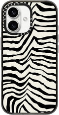 CASETiFY Impact Case for iPhone 16 [8.2ft 4X Military Grade Drop Protection/Compatible with Magsafe] - Zebra Stripe- Back to Black - Clear Black