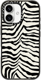 CASETiFY Impact Case for iPhone 16 [8.2ft 4X Military Grade Drop Protection/Compatible with Magsafe] - Zebra Stripe- Back to Black - Clear Black