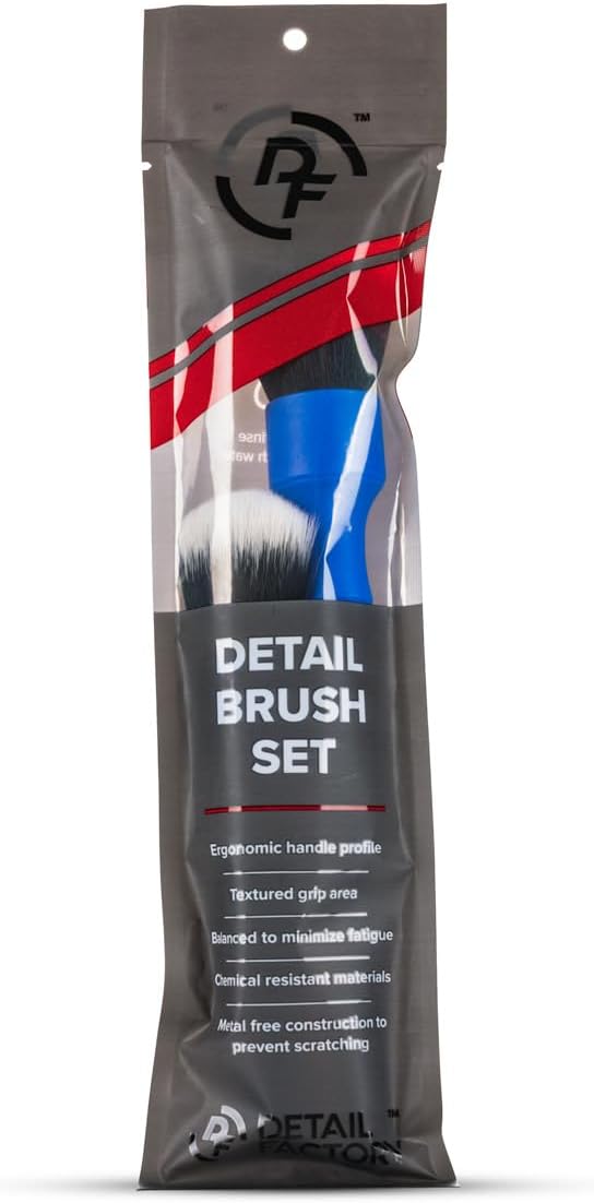 Detail Factory - Synthetic Detailing Brush Set - Ultra-Soft Interior Car Cleaning Brushes for, Screens, Emblems, & Tight Spaces - Blue