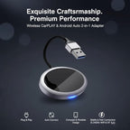 2-in-1 Wireless CarPlay Adapter 2026 for Apple iPhone & Android Auto Adapter, Plug&Play CarPlay Dongle Converter, Fast Auto-Connect,Compact Design Fast Stable Connection with USB/USB-C Port (Grey)