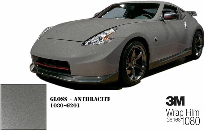 3M Car Wrap Roll 2080 Gloss Anthracite | G201 | (5ft x 50ft (250 Sq/ft)) | Automotive Vinyl Wrap for Cars - Car Interior Wrap & Exterior | w/Free Instawraps Pro Glove