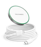 GALVANOX Compatible with MagSafe Wall Mounted Magnetic Wireless Charger (15W) Fast Charging, Stick-on Adhesive Design with Long Removable USB-C Cable (10Ft) White