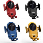 Smart Car Wireless Charger Phone Holder, Fashion Car Charger, Smart Sensor Car Wireless Charger, Automatic PhoneHolder forCar, for All Phone (Red)