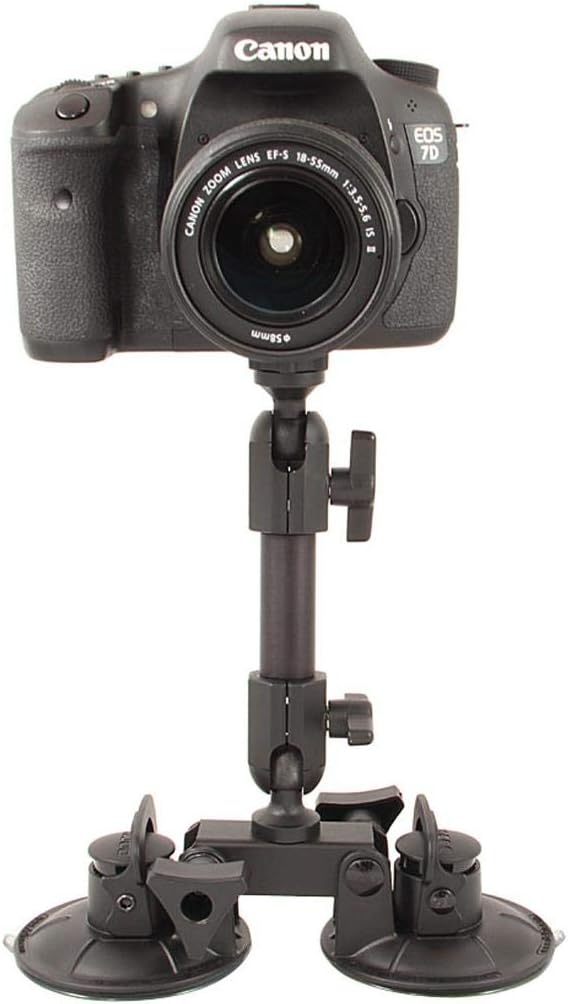 Delkin Devices Fat Gecko Dual Suction Camera Mount - Powerful Suction Cup Camera Mount for Car, Motorcycle, Desk, Window | Secure and Adjustable Action Camera Holder for Video Recording