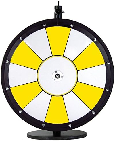 Dual and Triple Color Tabletop Dry Erase Prize Wheel – 18 Inch Desktop Spinning Wheel, Durable Wood, Balanced for Fair Odds, Trade Show Booth Raffle, Fundraiser, Baby Shower (Yellow, 18")