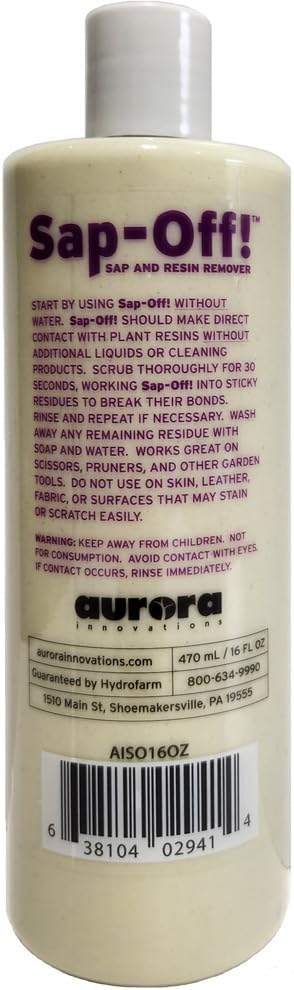 Aurora Innovations Sap Off! Sap & Resin Remover 16oz, AISO16OZ, Removes Sticky Residue on Sciccors, Pruners & Tools