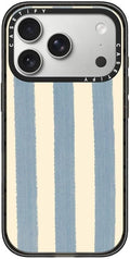 CASETiFY Impact iPhone 17 Pro Case [Slim/Compatible with Magsafe / 8.2 ft. 4X Military Grade Drop Protection] - Blue Stripes - Clear Black