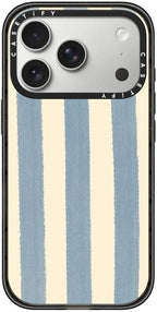 CASETiFY Impact iPhone 17 Pro Case [Slim/Compatible with Magsafe / 8.2 ft. 4X Military Grade Drop Protection] - Blue Stripes - Clear Black