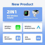 Wireless CarPlay Adapter for iPhone, Convert Wired to Wireless Apple CarPlay Adapter, Plug & Play, No Delay & Stable Control, Mini Size, USB & USB-C/Type-C for Cars 2016+ iOS10+, CarPlay Dongle Black