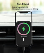 M&S Home 15w Wireless Fast Car Charger Compatible with MagSafe Devices for iPhone 12/13/14/15/SE/XS/XR/X/8/Plus, Car Phone Holder, Qi-Compatible, Air Vent Mount, 360°Rotation, USB C Cable Included