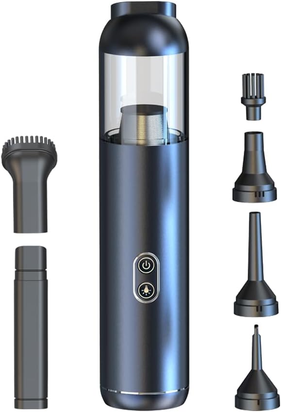 14KPa Cordless Car Vacuum Cleaner, 93000RPM High Power Compressed Air Duster, 4-in-1 Mini Handheld Vacuum with Dust Revealing LED Light, Portable Keyboard Blower & Vacuum Pump for Car Detailing, Home