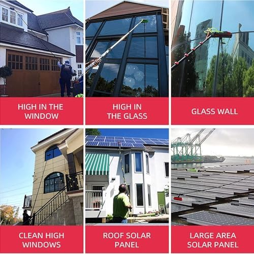 Teles Window Cleaning Pole with Hose Spray Kit - Ideal for Outdoor Solar Panel Maintenance, High-Reach Cleaning Tool for Efficient Window Washing