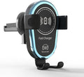 15W Fast Wireless Car Charger, Phone Holder, Auto-Clamping Air Vent Phone Charger for Car (Blue Border Black)