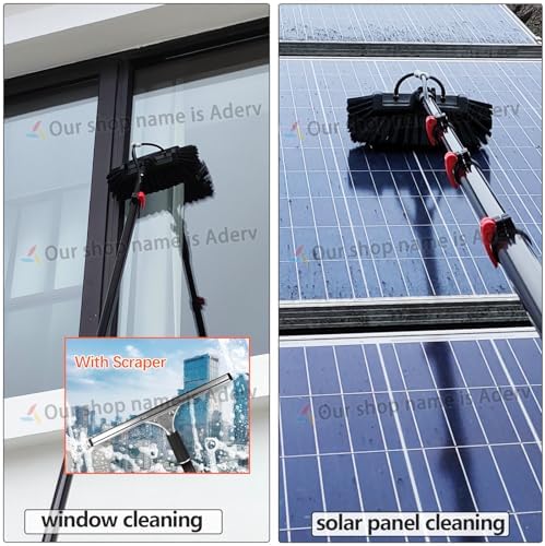 Telescopic Window Cleaning Brush with 3.6-10.8M Extendable Pole Water Fed Cleaner for Conservatory Roof & Solar Panel Cleaning Perfect for High Reach Cleaning Tasks