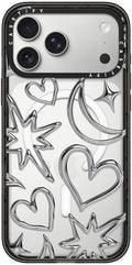 CASETiFY Impact iPhone 17 Pro Max Case [Slim/Compatible with Magsafe / 8.2 ft. 4X Military Grade Drop Protection] - Chrome Scribbles - Clear Black