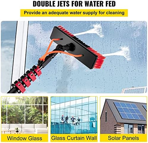 Telescopic Window Cleaning Kit: 3.6-10.8M Extendable Brush & Squeegee Water Fed Pole for Roof Glass Solar Panel Cleaning - Ideal Outdoor Cleaning Tool