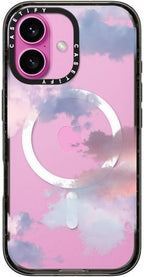 CASETiFY Impact Case for iPhone 16 [Slim / 8.2 ft. 4X Military Grade Drop Protection/Compatible with Magsafe] - Clouds - Clear Black