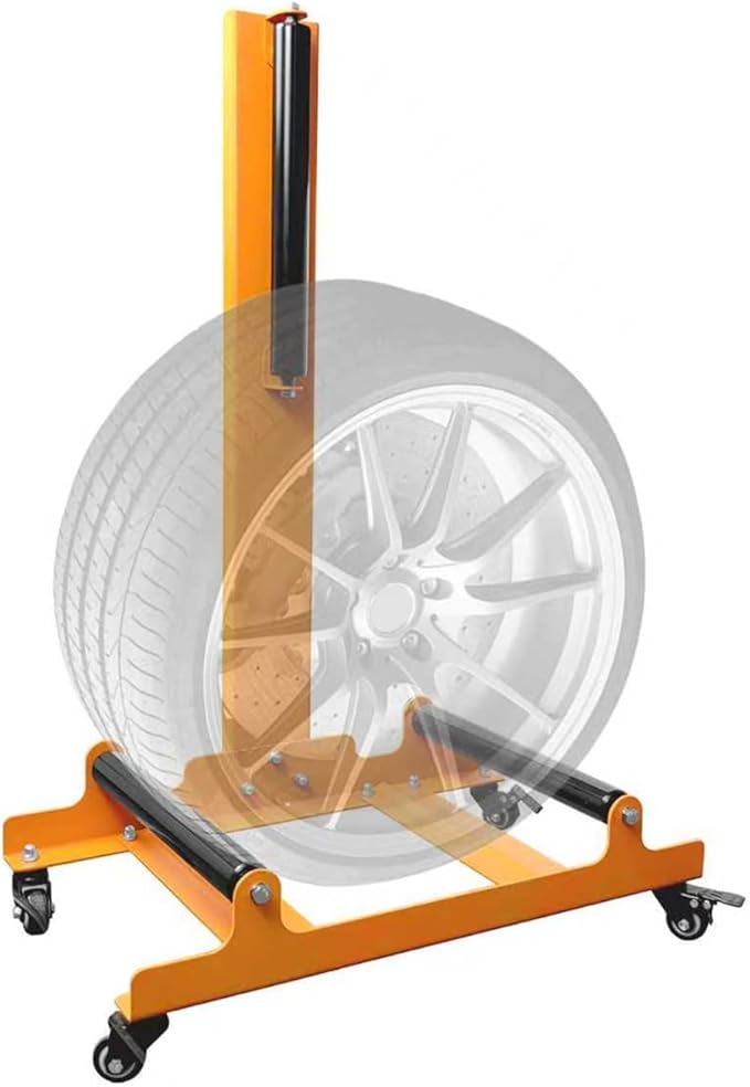 Rolling Wheel Detailing Stand – Heavy-Duty Tire Cleaning and Polishing Roller with 3-Way Rotating Rollers for Ceramic Coating, Tire Shine, Car Wheel Wash – Garage Accessory for Auto Detailers