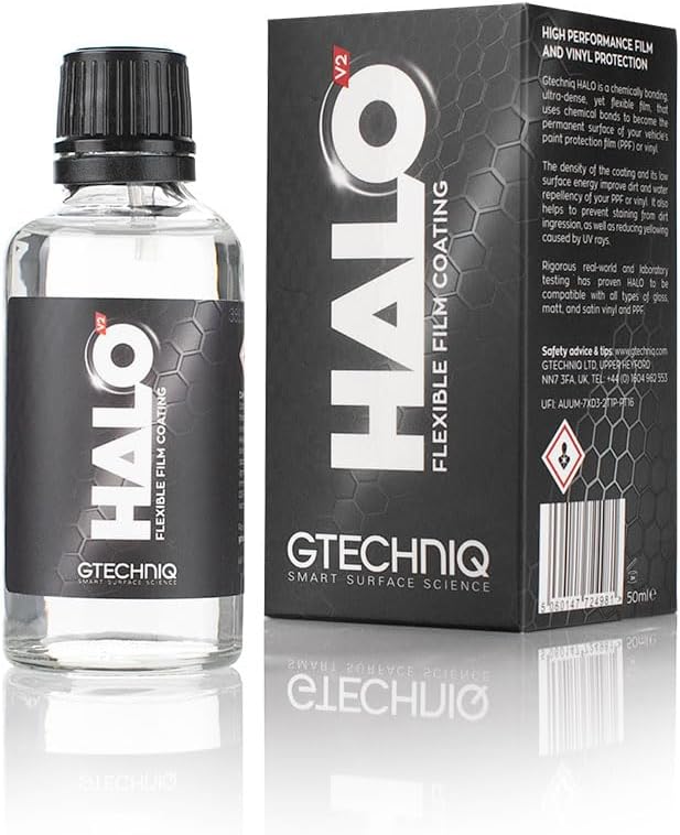 Gtechniq - Halo V2 - Flexible Paint, PPF, and Vinyl Protection; Safe for All Types of Wraps/PPF: Gloss, Satin, and Matte finishes, Plus self-Healing - 50ml
