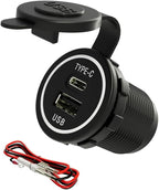 YM1218 USB Type C 28W Fast Charger Type C USB Car Charger Socket 9V-36V for Car, Boat, Golf Cart, Bus, RV, Golf, Automotive Marine ATV Truck