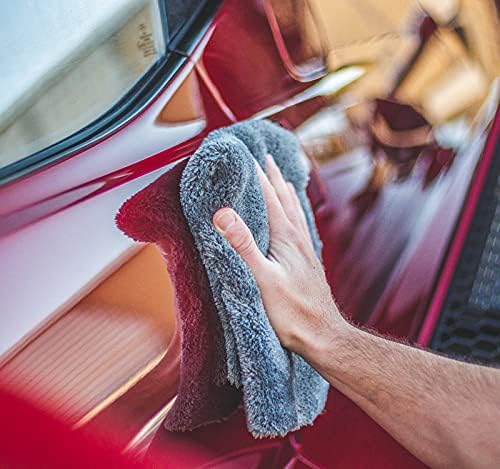 The Rag Company - Eagle Edgeless 600 - Professional Korean 70/30 Blend Super Plush, Microfiber Auto Detailing Towels, Buffing & Polishing, 600gsm, 16in x 16in, Dark Grey (3-Pack)