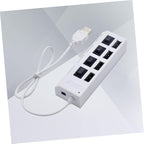 HOMSFOU 2pcs USB Hub Port Independent USB Divider for Easy Device Connectivity Office School Compact Design Built Cable