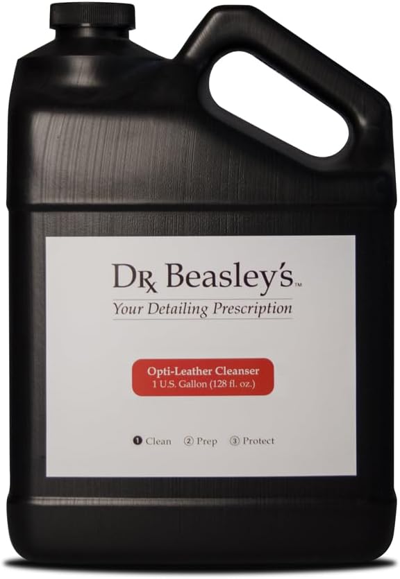 Dr. Beasley's Opti-Leather Cleanser 1 Gallon - Powerfully Removes Stains & Dye Transfers from Leather Auto Interior, Gentle for Natural Look, Releases Oil & Grease for Easy Removal