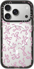 CASETiFY Impact iPhone 17 Pro Case [Slim/Compatible with Magsafe / 8.2 ft. 4X Military Grade Drop Protection] - Bows - Clear Black