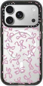 CASETiFY Impact iPhone 17 Pro Case [Slim/Compatible with Magsafe / 8.2 ft. 4X Military Grade Drop Protection] - Bows - Clear Black