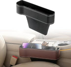 Car Seat Gap Filler Organizer, 2026 New Premium Leather Console Organizer for Holding Phone, Sunglasses, Auto Console Side Storage Box with Cup Holders 2 Seat Hooks for Drink (Black, Driver's Seat)