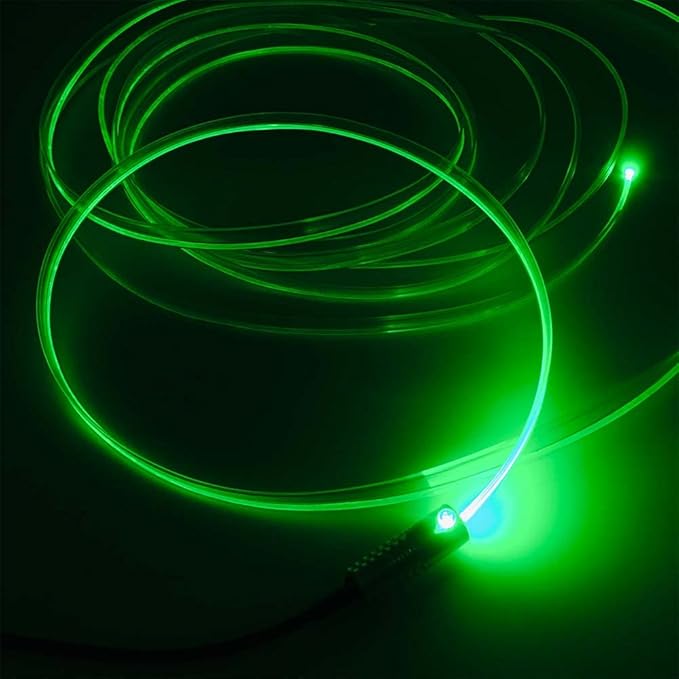 2mm 5meters Car Home LED Ambient Plastic Optic Fiber Light Source Kit Tool Free (5V USB,Green)