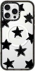 CASETiFY Impact Case for iPhone 16 Pro Max [Slim / 8.2 ft. 4X Military Grade Drop Protection/Compatible with Magsafe] - Star Marks - Clear Black