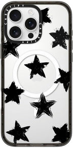 CASETiFY Impact Case for iPhone 16 Pro Max [Slim / 8.2 ft. 4X Military Grade Drop Protection/Compatible with Magsafe] - Star Marks - Clear Black