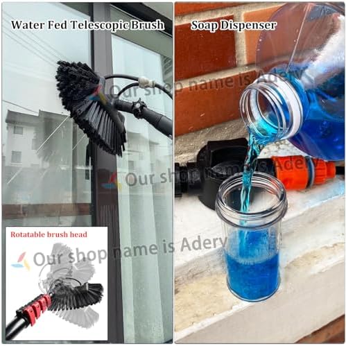 Telescopic Window Cleaning Brush with 3.6-10.8M Extendable Pole Water Fed Cleaner for Conservatory Roof & Solar Panel Cleaning Perfect for High Reach Cleaning Tasks