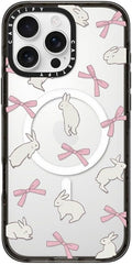 CASETiFY Impact Case for iPhone 16 Pro Max [Slim / 8.2 ft. 4X Military Grade Drop Protection/Compatible with Magsafe] - Rabbit Ribbon - Clear Black