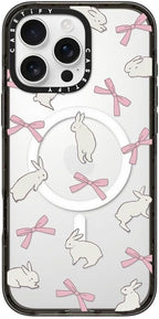 CASETiFY Impact Case for iPhone 16 Pro Max [Slim / 8.2 ft. 4X Military Grade Drop Protection/Compatible with Magsafe] - Rabbit Ribbon - Clear Black