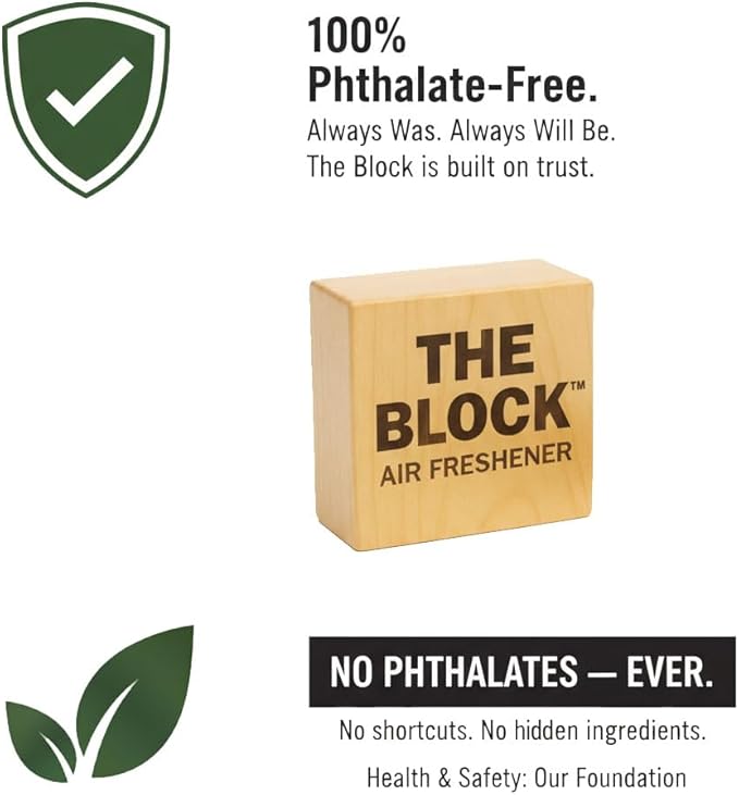The Block - Wooden Car Air Freshener & Odor Eliminator - Long Lasting 30+ Day Scent - Car & Home Use - Fresh Gift Idea - Made in USA - MIDNIGHT ICE 3-Pack