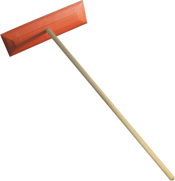 Generic Heavy-Duty Orange Snow Rake, 18" Plastic Head, Metal Handle, Pack of 10