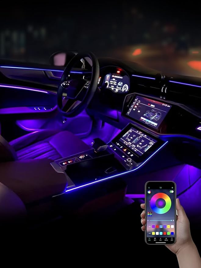 Car LED Interior Lights Strip APP Control, Car Neon Lights Kit with 236 inches Fiber Optic, Music Mode Sound Active Cars Atmosphere Ambient Lighting Kit (6 in 1)