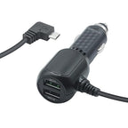Dash Cam Micro USB Power Cable, Left Angle 90 Degree Micro USB with Dual USB Port Fast Power Supply, for 12V-24V Car and Truck Dash Cam, GPS Navigator, MP3 Player and Other USB Devices