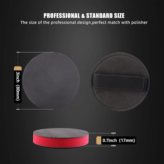 SPTA Clay Bar Pad, 3 Inch Mid Grade,1Pc Handle Grip Pad and 1 Pc Clay Bar Applicator, Synthetic Clay Bar Pad for DA Polisher and Rotary Polisher for Car Detailing, Clay Bars Auto Detailing -CHMLP3MA