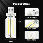 4Pcs Car USB Night Light, Touch Adjustment LED Ambient Lighting Plug in USB Automotive Night Lamps, Mini LED Bulb for Car, Camping, Holiday, Decoration, Bedroom, Party(White)