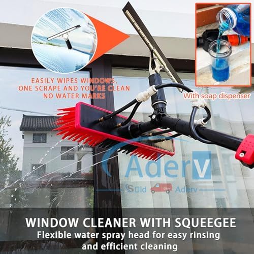 Telescopic Window Cleaning Brush Kit 3.6-10.8m Water-Fed Squeegee & Soap Dispenser Telescopic Pole for Effortless Car & Window Cleaning Durable & Lightweight Cleaning Equipment