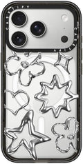 CASETiFY Impact iPhone 17 Pro Case [Slim/Compatible with Magsafe / 8.2 ft. 4X Military Grade Drop Protection] - Chrome Doodles - Clear Black