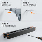 QWORK Car Detailing Brush Holder 10 Hole, 2 Pack Wall Mount Organizer Rack with Screws Heavy Duty Metal Brush Storage for Garage Workshop Auto Detailing Tools Accessories